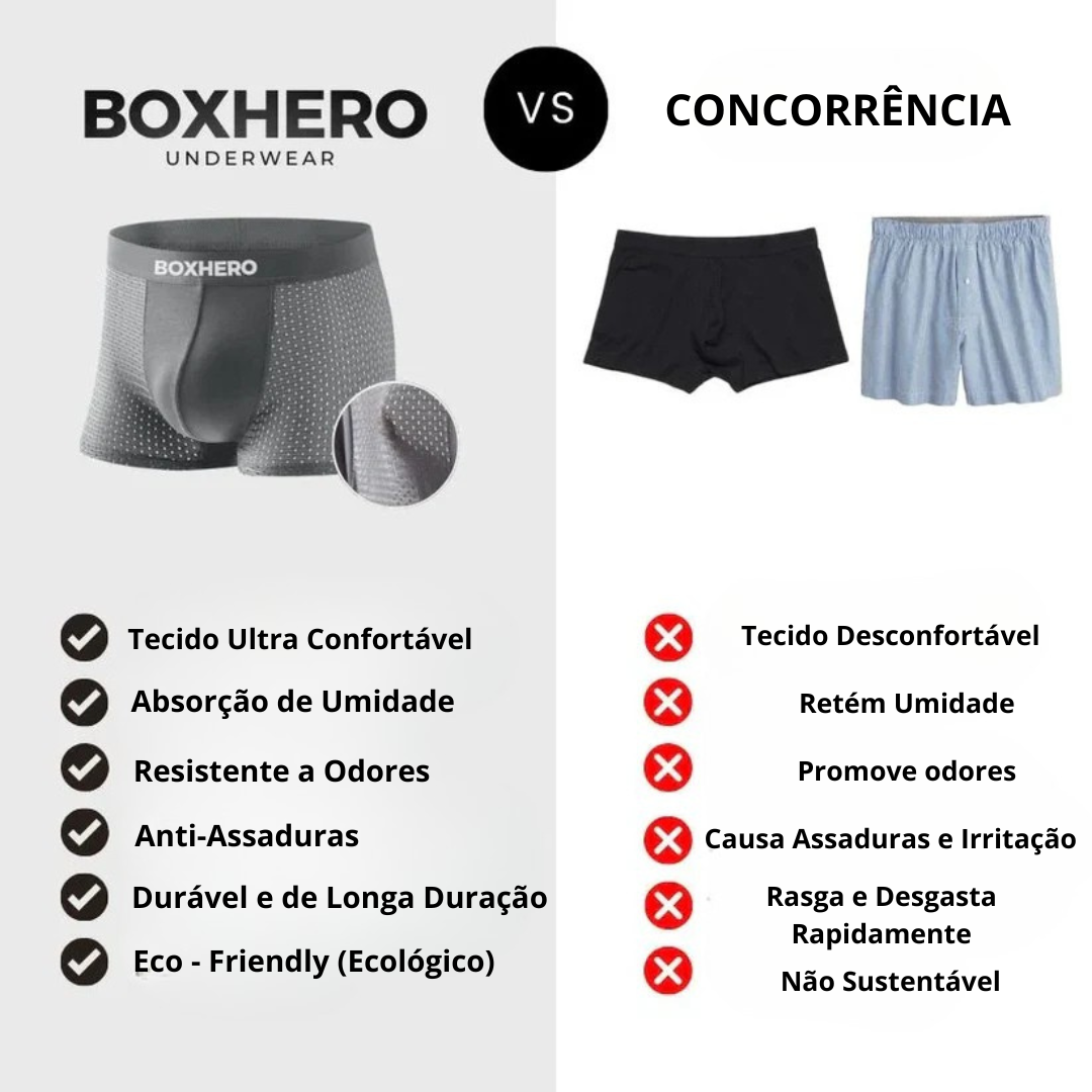 Pacote com 3 shorts boxer premium em fibra de bambu vermelho