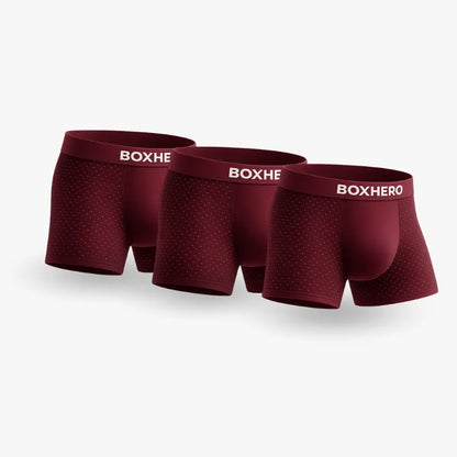 Pacote com 3 shorts boxer premium em fibra de bambu vermelho