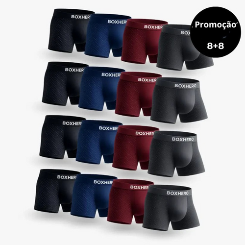 Pacote com 16 cuecas boxer boxhero de fibra de bambu